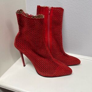 Jeffery Campbell leather perforated heeled booties